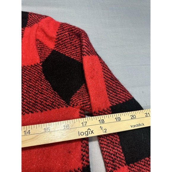 NWT Old Navy Sweater Women's  Red Black Buffalo Plaid Pullover‎ Knit Top S - Picture 5 of 9